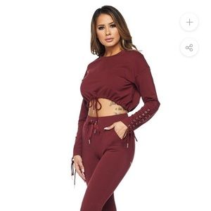 Cropped Long Sleeve with Corset Detail NWT